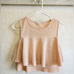 Zara tiered waffle crop tank